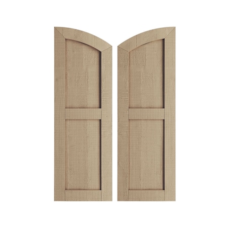 Rough Cedar 2 Equal Flat Panel W/Elliptical Top Faux Wood Shutters, 12W X 82H (78 Low Side)